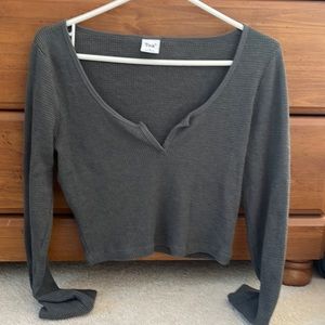 Aritzia cropped long sleeve waffle top